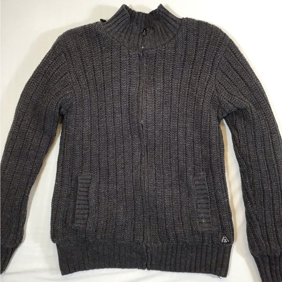American Stitch Mens Cable Knit Sweater Jacket Size L Fleece Lined Plush Zip Up - Picture 12 of 13
